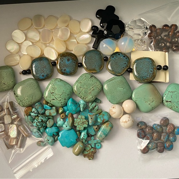 Assorted Natural Stone, Glass & Mother of Pearl Beads - Picture 14 of 14